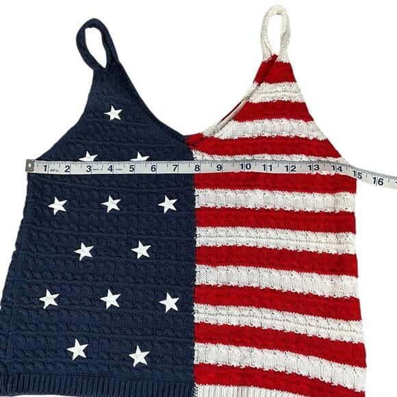 Moon & Madison American Flag Knit Tank Top Red White Blue Breathable Size Small - Picture 7 of 9